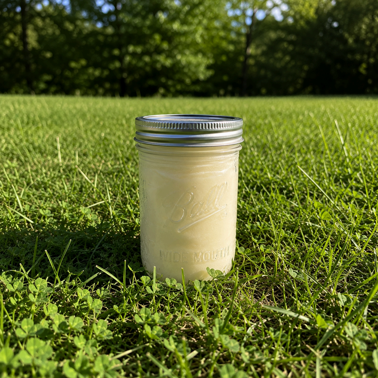 Whipped Tallow Moisturizer 8 oz in a clear glass mason jar